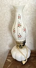 Vintage Milk Glass, Painted Pink Floral Rose Design, Elec. Lamp Approx. 15"x 5"