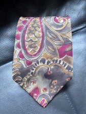 ARROW Silk Tie Necktie Gray/Burgundy/Gold 3.75"x58" Made in USA