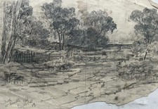 NAYLOR GILL AUSTRALIAN PENCIL "SKETCH AT BAXTER VICTORIA" 1919