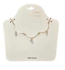 LC Lauren Conrad Women's Gold Plated Cubic Zirconia Short Necklace NWT
