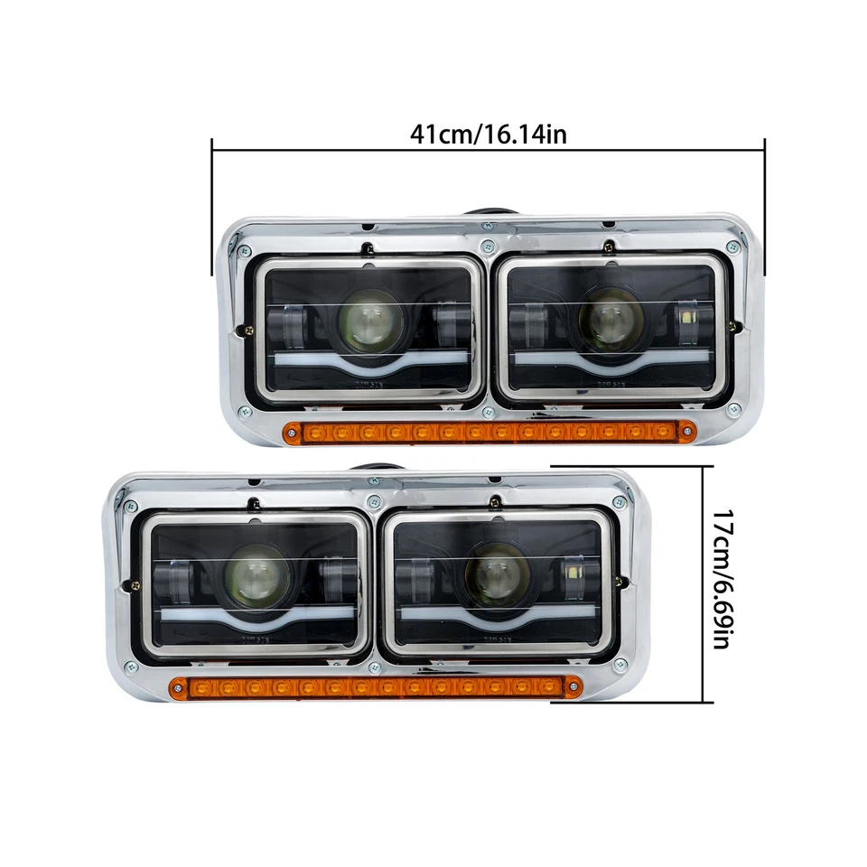 FOR 01-12 FREIGHTLINER CLASSIC/XL SEQUENTIAL SIGNAL LED DRL PROJECTOR HEADLIGHTS - Image 4 of 4