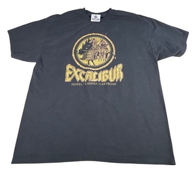 NEW Excalibur Las Vegas Hotel Casino T-Shirt Black XL Vintage Style Cotton Gold