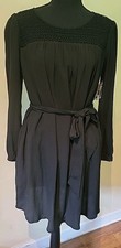 Gap Womens Crochet-panel tie belt dress, Size XS True Black (102216) LBD Classic
