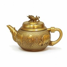 Messing-Teekanne mit Stierfigur Drehbar Ornament Kompakt f&uuml;r Teeliebhaber