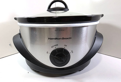 Hamilton Beach Slow Cooker 33141 4Qt with Lid Silver 3 Settings 216 WATTS