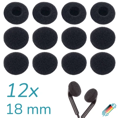 MARKENLOS 12x Ersatz Ohrpolster für Kopfhörer - 18 mm - In-ear Earbuds Schaumstoff Schwarz