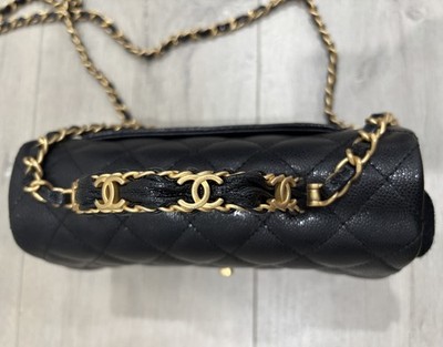 Brand New Chanel Mini Flap Black caviar W/ GW Top Handle Bag