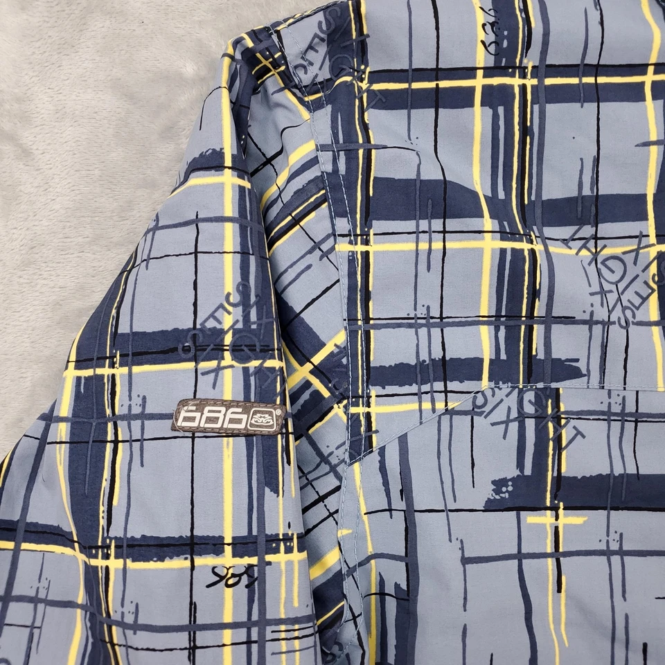 686 Jacket Mens Large Blue Gray Plaid Hooded Mannual Snowboard Ski Zip Winter - Image 3 of 4