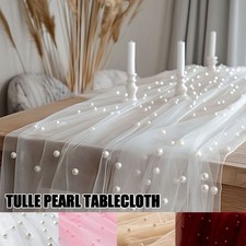 300 75cm Pearl Tulle Tablecloth Table Runner Tablecloth Wedding Party Decor  