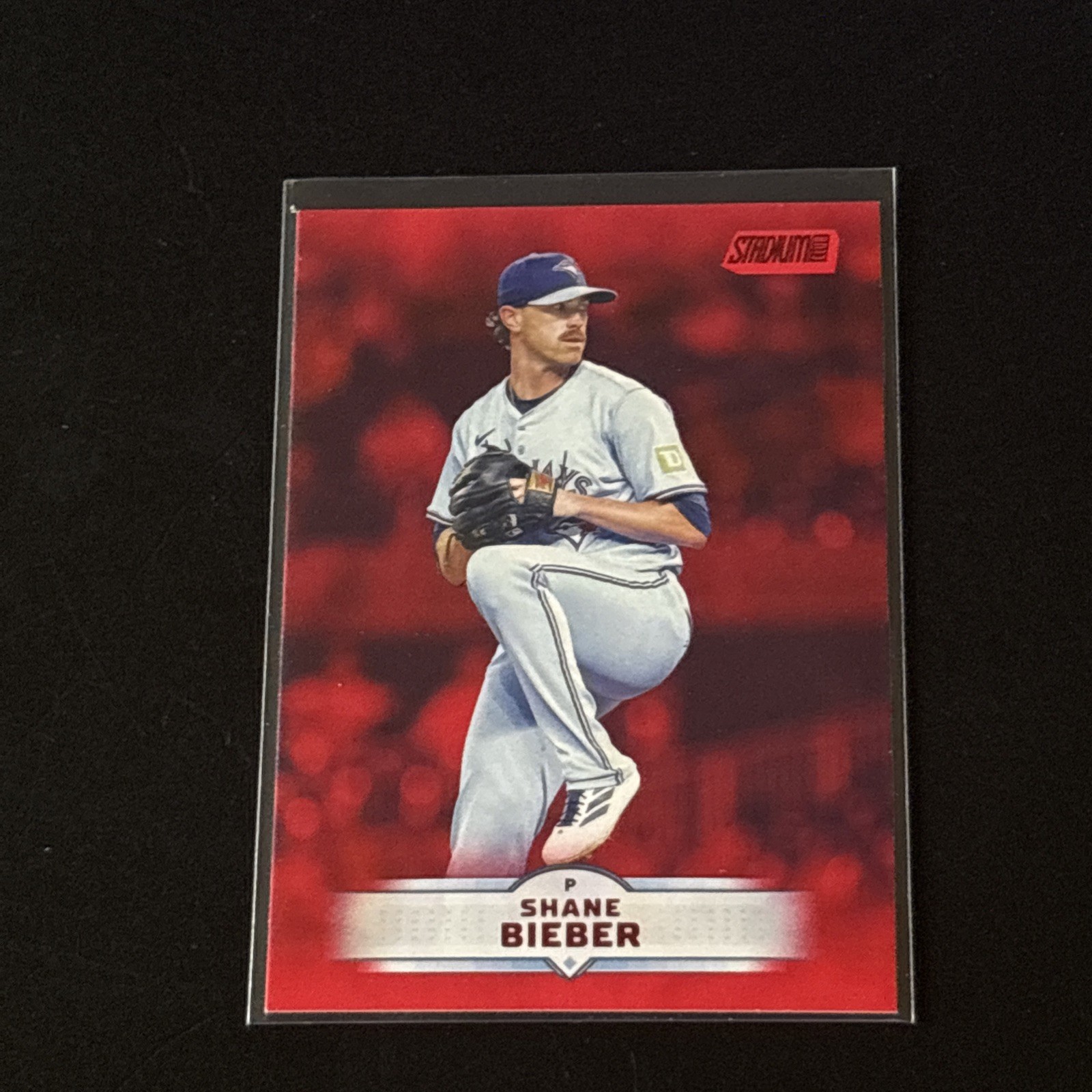 Shane Bieber 2025 Topps Stadium Club Red Foil 12 Toronto Blue Jays