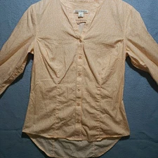 Cutter & Buck Women's S/P Long Sleeves Button Down Shirt Orange And White