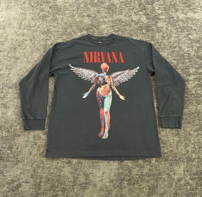 Nirvana T-Shirt Med Black In Utero 1993 Band Vintage Reprint Single Stitch Tag:L