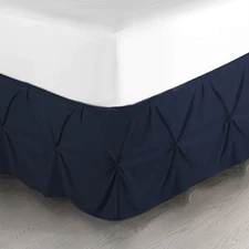 Nestl Navy Blue Bed Skirt King Size, Pinch Pleat King Bed Skirt, 14" Inch Drop K