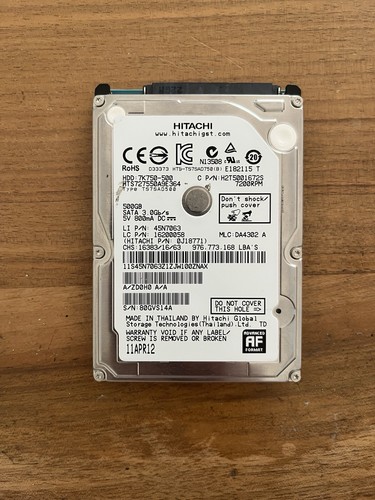 Hitachi 500GB 2,5” SATA Festplatte HTS727550A9E364 u.a. Für Lenovo Thinkpad Lapt