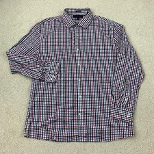 Tommy Hilfiger Slim Fit Button Up Dress Shirt Men's L Blue Purple Check Cotton