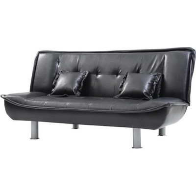 Glory Furniture Lionel Faux Leather Sleeper Sofa in Black