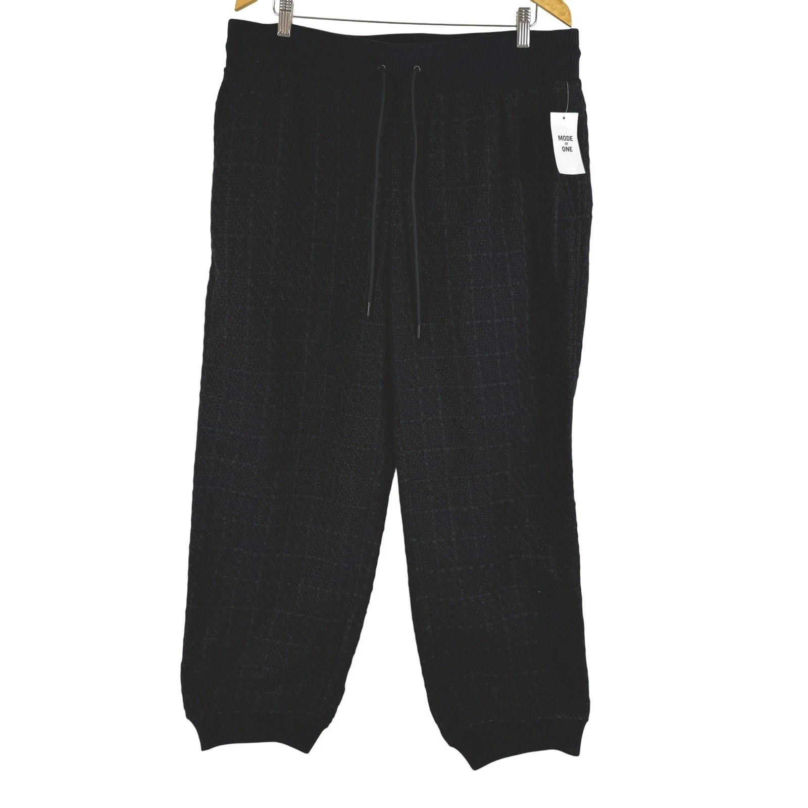 Mode of One Mens Regular Fit Tapered Leg Tweed Jogger Pants Black XL 100199584MN