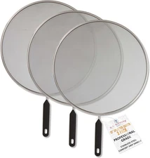 U.S. Kitchen Supply 3-Piece Stainless Steel Splatter Guard Set 13" Fine Mesh Cov