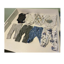 Baby 0-3 Months 8pc Bodysuit & Trousers Set Dinosaurs Animals
