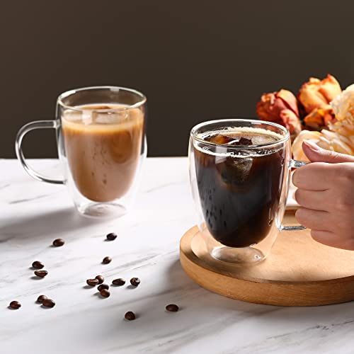 12 Oz Double Walled Glass Coffee Mugs with Handle, Insulated Layer Coffee - Picture 6 of 7