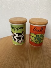 Cartoon cow and pig Funky Farm Dunoon Salt & Pepper Shakers By Jane Brookshaw