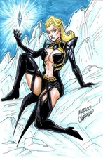 EMMA FROST marvel rivals art comic size original draw by Marco Carrillo ART