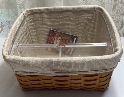 Longaberger 2001 Card Keeper Basket #12195 Combo with Oatmeal Fabric