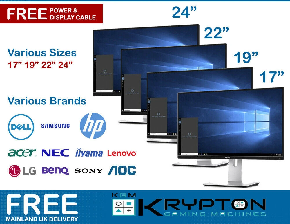 Cheap LCD Monitor 17” 19” 22” 24”27 PC Screen CCTV Dell HP Samsung TFT  Monitors