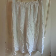 BRYN WALKER WHITE BEIGE 100 LINEN WIDE LEG CROPPED LAGENLOOK PANTS M