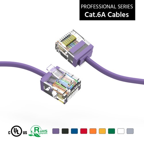 Lote de 5 cables de conexión S-Slim Cat6a de 1 FT cable Ethernet LAN enrutador de red Internet - Imagen 17 de 21