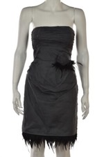Asos Luxe Women Dress Size 8 Gray Feathers Sheath Strapless Knee Length Cocktail