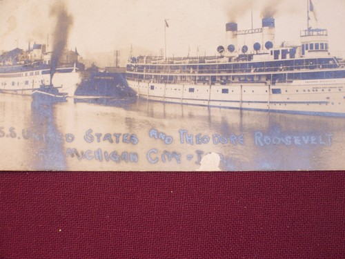 SS United States SS Theodore Roosevelt Michigan Great Lakes Ship RPPC Postcard - Picture 2 of 3