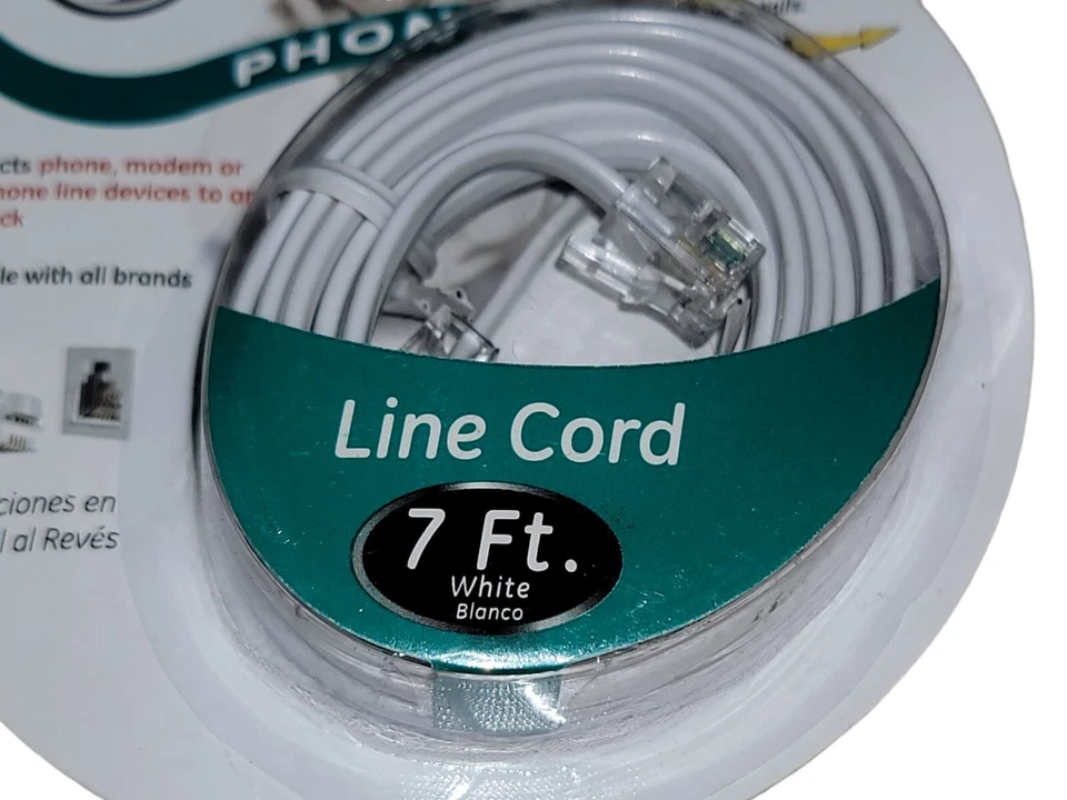 GE New White Phone Cord 7ft Telephone Wire Line General Electric #86581 - Image 2 of 4