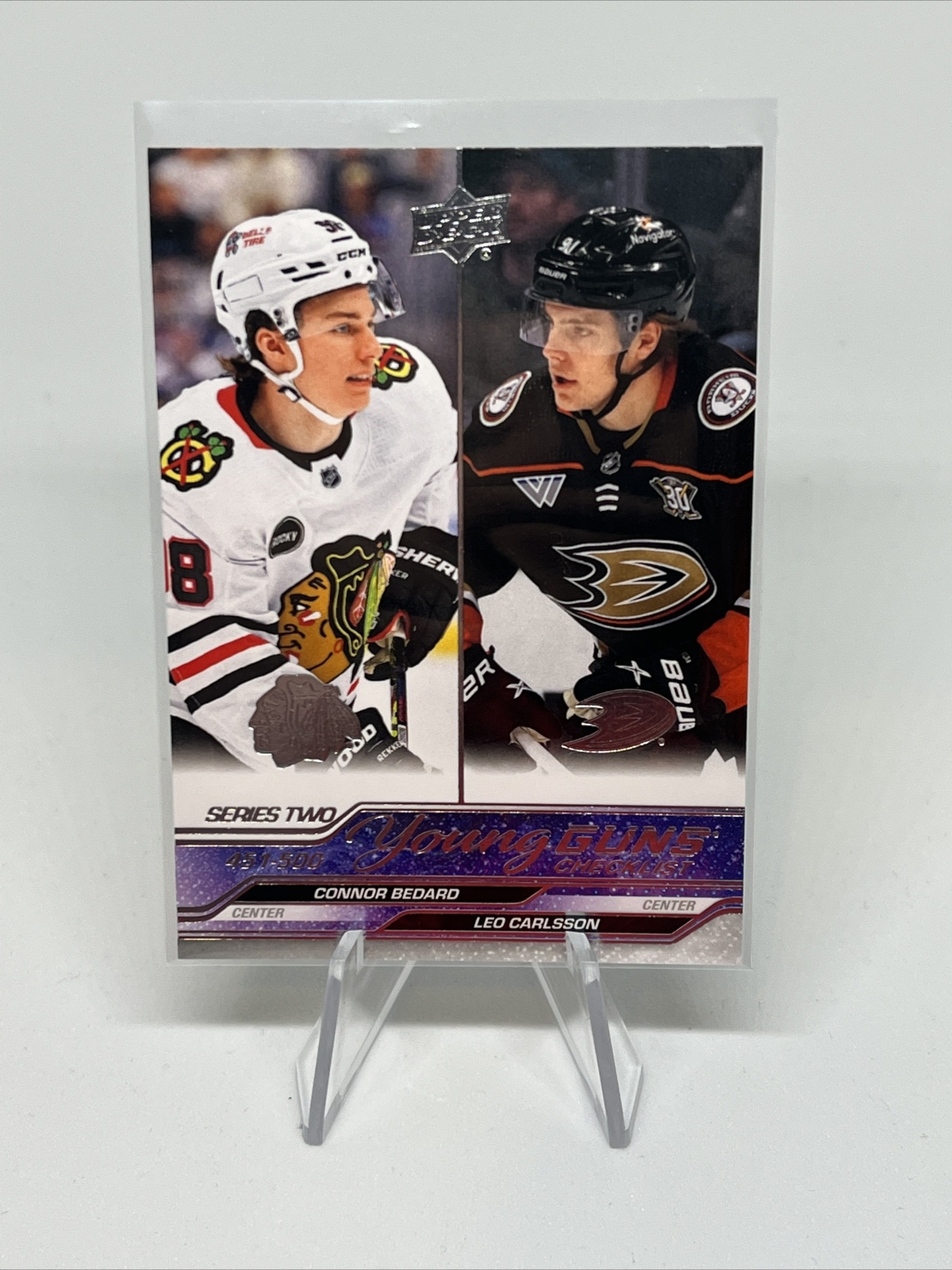 2023-24 Upper Deck Series 2 Connor Bedard/Leo Carlsson Young Guns Checklist #500