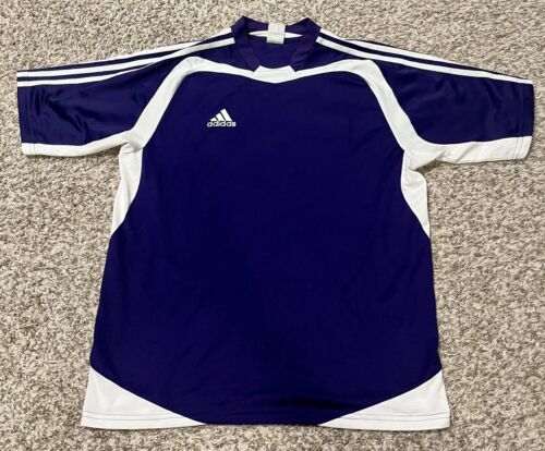 Vintage Adidas Fioletowa koszulka piłkarska Krótki rękaw Kolor Blok Rozmiar Medium NICE - Zdjęcie 1 z 4