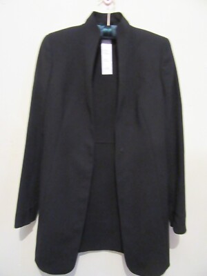 $3990 New 100% Auth AKRIS Black Long Stretch Wool Fitted Jacket Sz4 