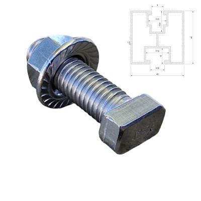10 x M10 x 32 Hammerkopfschrauben mit Muttern A2 Edelstahlschrauben, 17 mm Kopf 