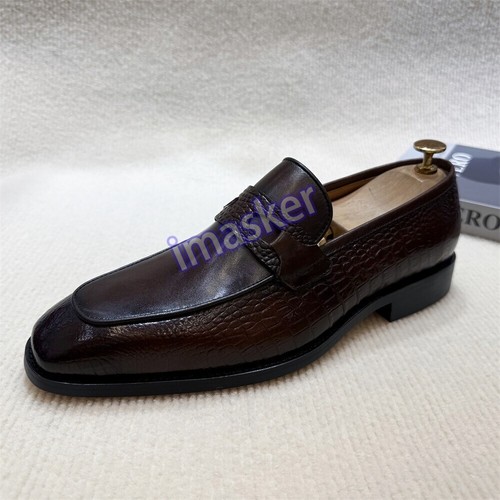 Mens Slip on Loafers Real Leather Cowhide Casual Business British Party Shoes Sz - Picture 6 of 23