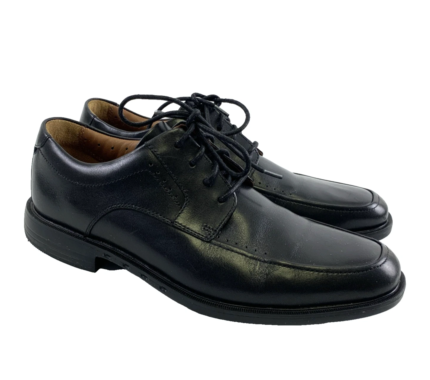 Clarks Oxford destrutturato pelle nera stringata leggera punta tonda uomo 9 5