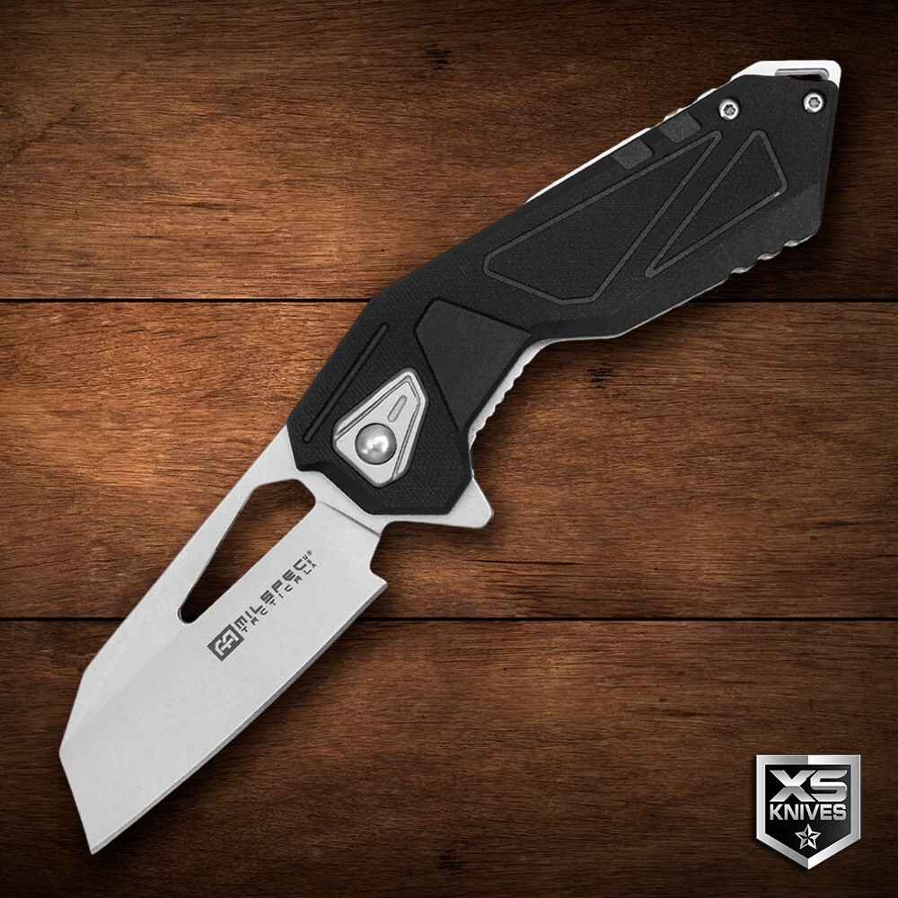 7.5" MILSPEC Tactical Black SHEEPSFOOT Blade Spring Assisted Open POCKET Knife