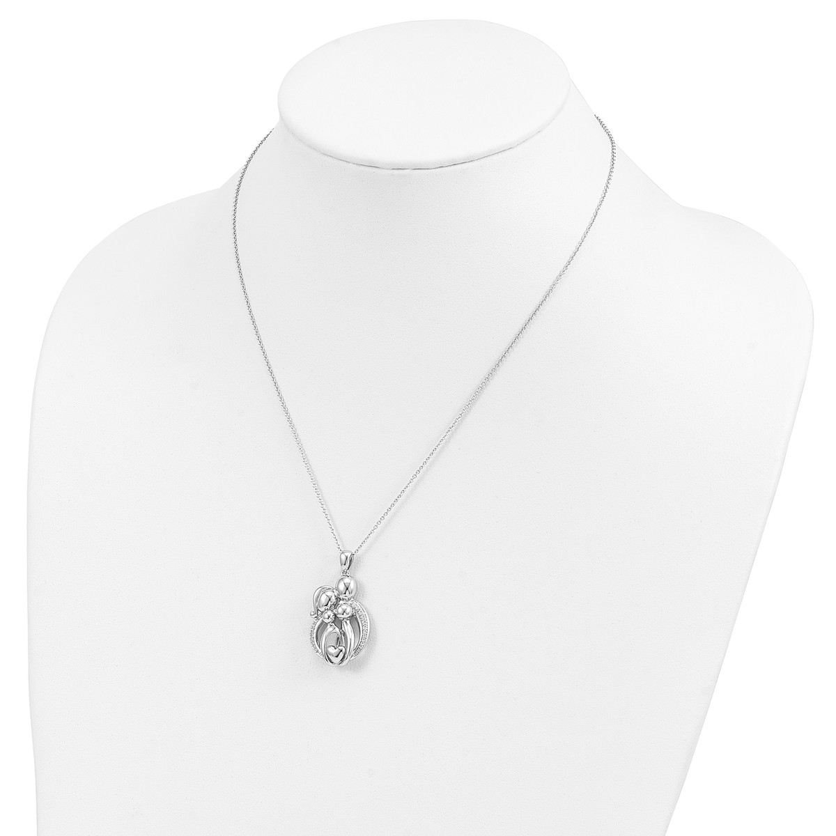 Sentimental Expressions Silver CZ Family of 4 Gathering 18in