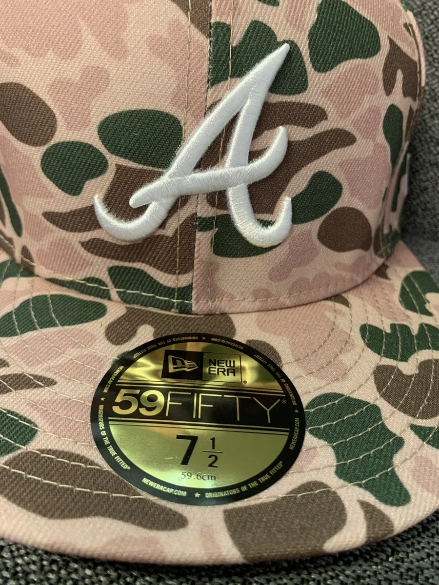 Atlanta Braves Hat Fitted Large MLB Cap Twin Franchise Distress Camo