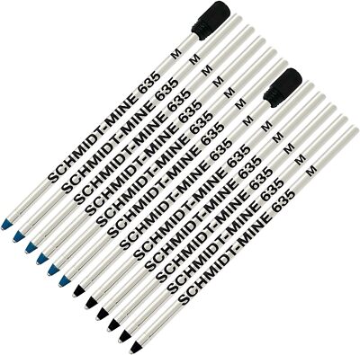 Schmidt 635 D1 Mine Ballpoint Refill - Black, Blue Ink (Tip 0.7mm) - Pack of 12