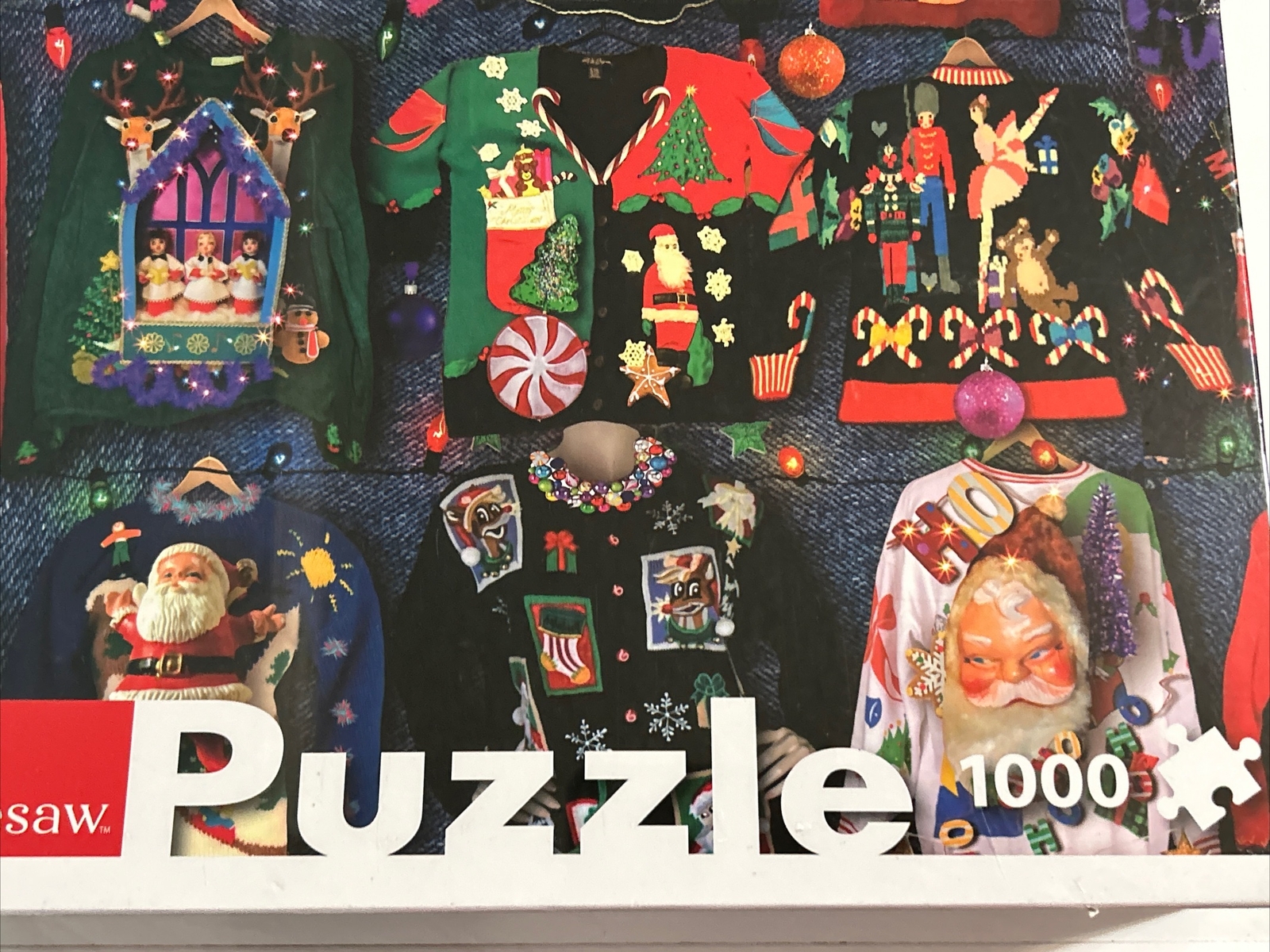 Seesaw Jigsaw Ugly Christmas Sweater 1000 Puzzle Santa 19.7" x 26.8