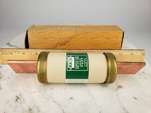 Fusibile vintage Bussmann Super-Lag 225 - 600 Ampere Bus REN-250 - Foto 3 di 11