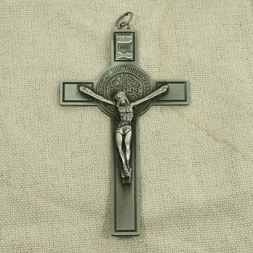 Christlich Katholisch Silber Metall Hals Anhänger Kreuz Kruzifix Jesus Christus 12cm - Bild 2 von 4