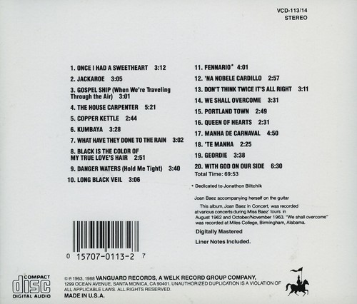 JOAN BAEZ in concert 1962-63 / COMPLETE 20 TRACKS - 70 min - Imagen 2 de 2