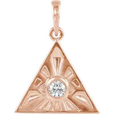 14K Rose 1/10 ctw natürlicher Diamant Auge der Vorsehung Anhänger