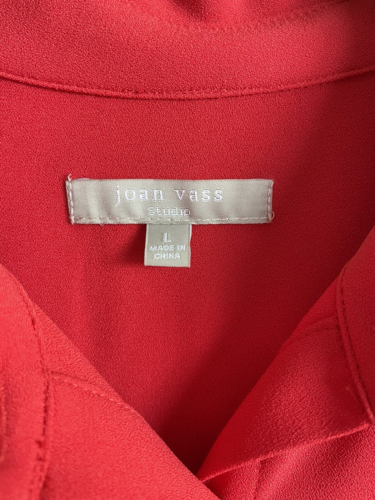 Joan Vass Studio Sz L Longline Red Tunic Button Front Stretch Sleeveless Slits