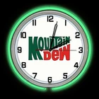 19" Mountain Mt Dew Vintage Sign Green Double Neon Clock Man Cave Garage